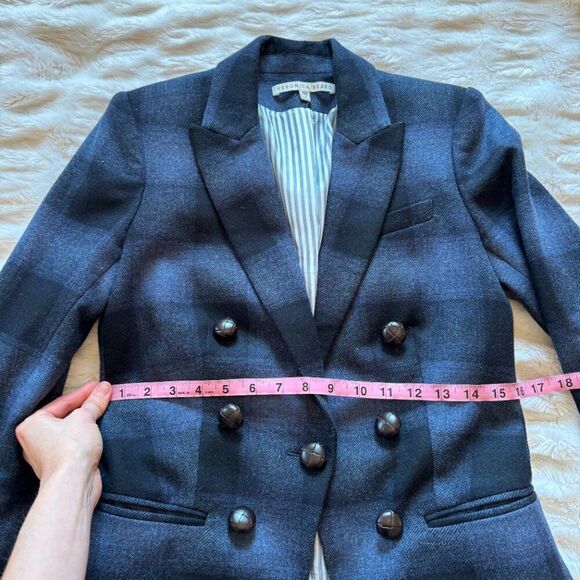 Veronica Beard Matteo Blue and Black Plaid Long Dickey Blazer Jacket - Picture 14 of 16